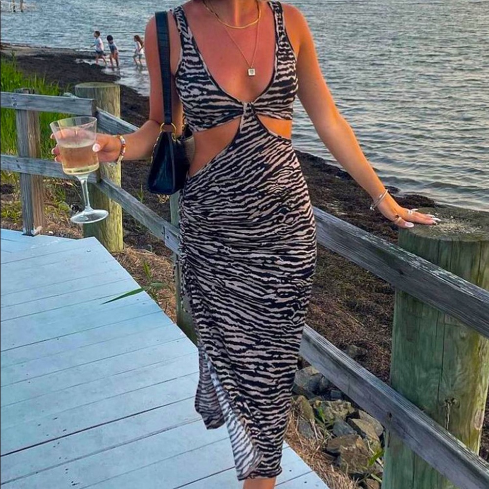 12th Tribe zebra cutout dress